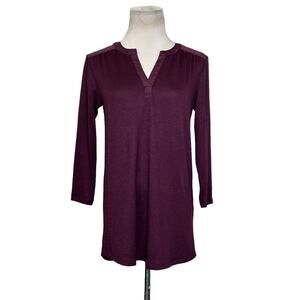 41 Hawthorn Tulla Burgundy 3/4 sleeves v neck Knit Top Size XS